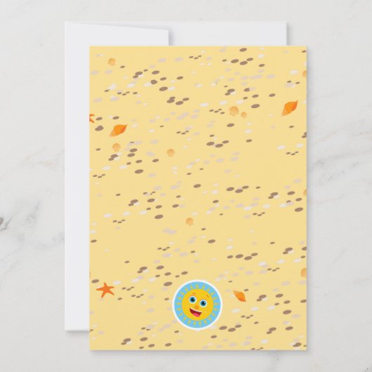 Surfplanken op het strandkinderfeestje kaart (Achterkant)