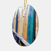  surfplanken op Montauk Beach Keramisch Ornament (Links)