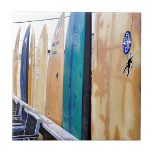 surfplanken op Montauk Beach Tegeltje