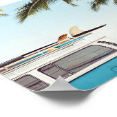 Surfplanken op Retro Busje Kust Muur Kunst Poster (Hoek)