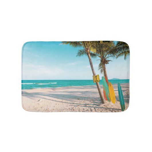 Surfplanken op strand kussen badmat (Voorkant)