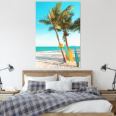 Surfplanken op strand kussen canvas afdruk (Insitu (Slaapkamer))