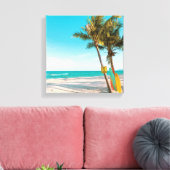 Surfplanken op strand kussen canvas afdruk (Insitu (Woonkamer))