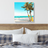Surfplanken op strand kussen canvas afdruk (Insitu (Slaapkamer))