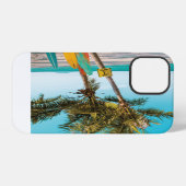 Surfplanken op strand kussen iPhone hoesje (Achterkant horizontaal)