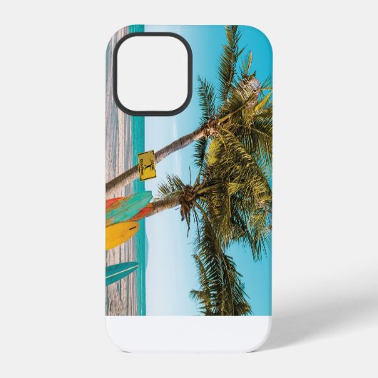 Surfplanken op strand kussen iPhone hoesje (Achterkant)