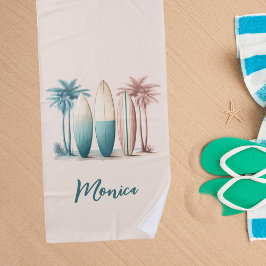 Surfplanken palmbomen retro groen geel strandlaken