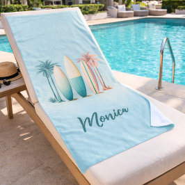 Surfplanken palmbomen retro salie groen strandlaken