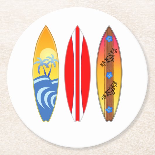 surfplanken ronde kartonnen onderzetter (Voorkant)