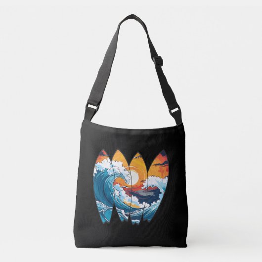 Surfplanken surfen golven crossbody tas (Voorkant)
