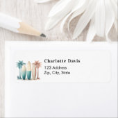 Surfplanken tropisch strand retro retouradres  etiket (Insitu)