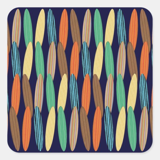 Surfplanken Vierkante Sticker (Voorkant)
