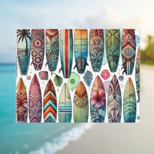 Surfplanken Waterverf Briefkaart