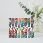 Surfplanken Waterverf Briefkaart (Staand voorkant)