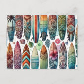 Surfplanken Waterverf Briefkaart (Voorkant)