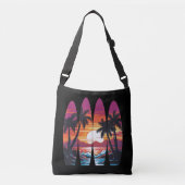 Surfplanken Zonsondergang Crossbody Tas (Voorkant)