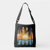 Surfplanken Zonsondergang Crossbody Tas (Voorkant)