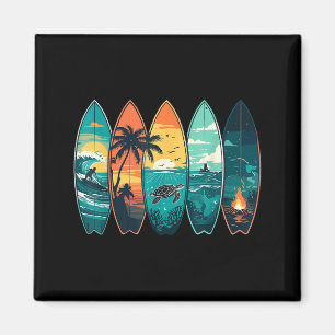 Surfplanken Zonsondergang Oceaan Strand Sfeer Surf Magneet