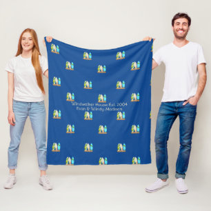 Surfplankenpatroon geïllustreerd en gepersonalisee fleece deken