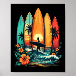 Surfplankrijder Hawaï Golf Surfstrand Surfer  Poster