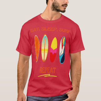 Surfplanksysteem Eat Sleep Surf Herhalen Surf Retr T-shirt