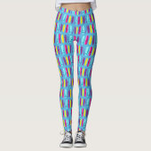 Surfplanpatroonpatroon Multikleurig watersportblau Leggings (Voorkant)