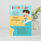 Surfred Beach Birthday Party Invitation Kaart (Staand voorkant)