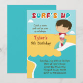 Surfred Beach Birthday Party Invitation Kaart (Voorkant / Achterkant)