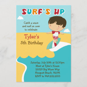 Surfred Beach Birthday Party Invitation Kaart