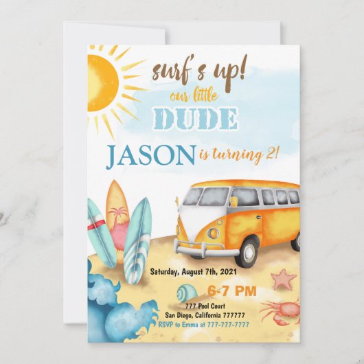 Surfred Birthday Uitnodiging (Voorkant)
