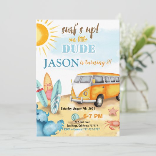 Surfred Birthday Uitnodiging (Staand voorkant)