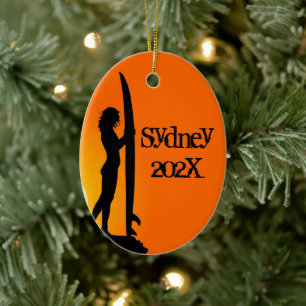 Surfred Girl - Aangepast Ornament voor foto-kerami