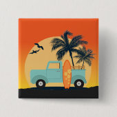 Surfred Retro Vierkante Button 5,1 Cm (Voorkant)