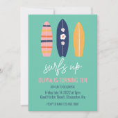 Surfred Up Girl Surfboard strand Birthday Party Kaart (Voorkant)