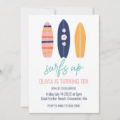 Surfred Up Girl Surfboard strand Birthday Party Kaart (Voorkant)