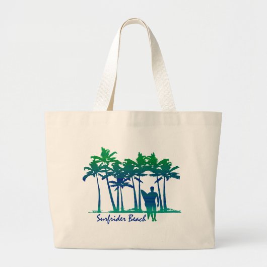 Surfrider Beach Hawaiian Palm Tree Blend Grote Tote Bag (Voorkant)