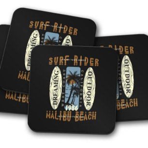 Surfrider Malibu Beach   Set Onderzetter surfplank