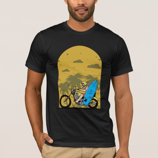Surfrijder Motorfiets Strand Avontuur T-shirt (Voorkant)
