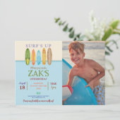 Surf's er op! Vang een golf Surf Blauwe Strand Fot Kaart (Staand voorkant)