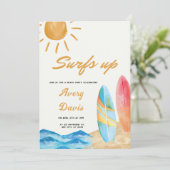 Surfs omhoog Beach boy Verjaardagsfeestje Kaart (Staand voorkant)