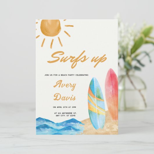 Surfs omhoog Beach boy Verjaardagsfeestje Kaart (Staand voorkant)