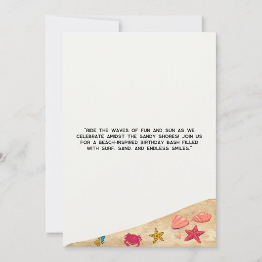 Surfs omhoog Beach boy Verjaardagsfeestje Kaart (Achterkant)