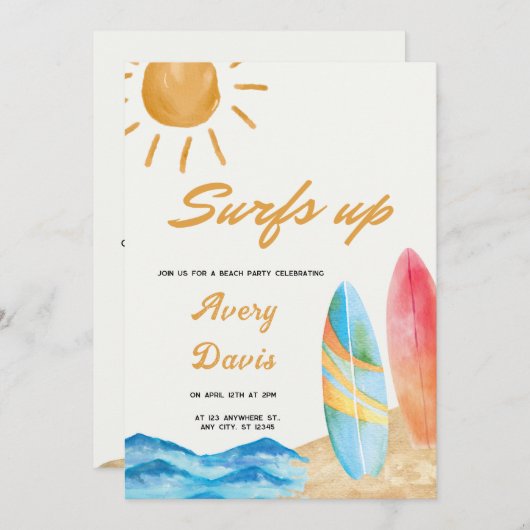 Surfs omhoog Beach boy Verjaardagsfeestje Kaart (Voorkant / Achterkant)