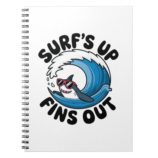 Surf's Op, Vins Uit - Cool Surf Design Notitieboek (Voorkant)
