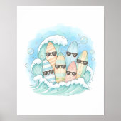 Surf's Up Bath Crew Kinderen Badkamer Muur Kunst Poster (Voorkant)