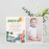 Surfs Up Beach 1e verjaardag foto Kaart (Staand voorkant)