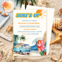 Surfs Up Beach 1e verjaardag uitnodiging