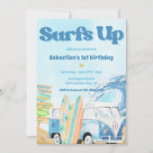 Surfs Up Beach Verjaardagsfeestuitnodiging Kaart (Voorkant)