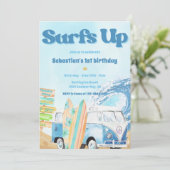 Surfs Up Beach Verjaardagsfeestuitnodiging Kaart (Staand voorkant)