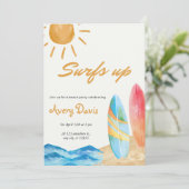 Surfs Up Beach Verjaardagsfeestuitnodiging Kaart (Staand voorkant)